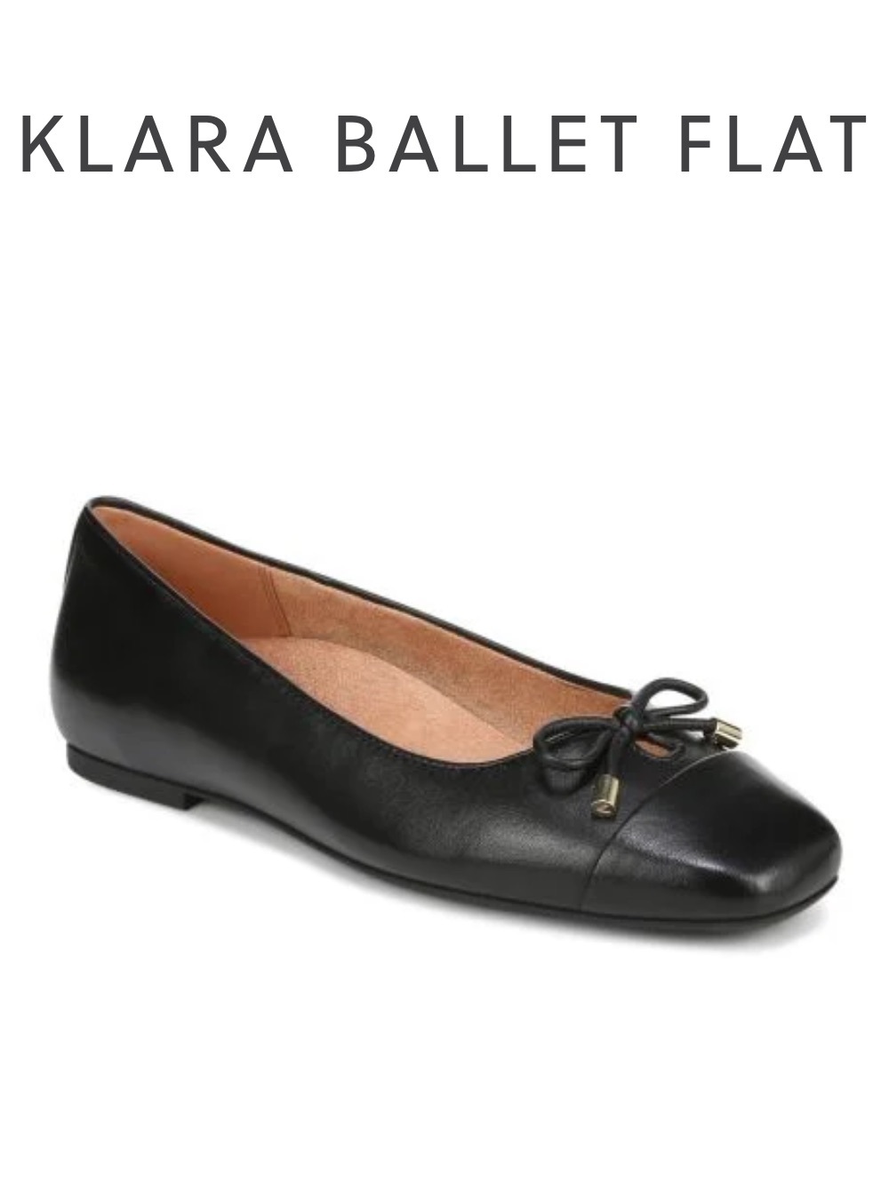 Vionic Klara Black Leather Ballet Flats NEW 7